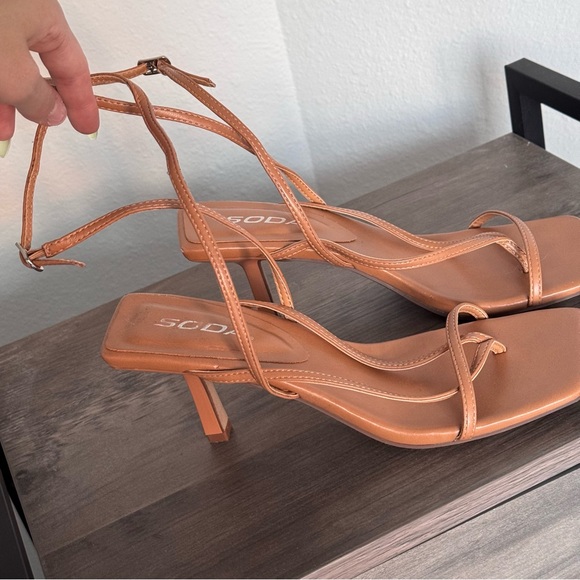 Soda Strappy Square Toe Heeled Sandals - Picture 2 of 3
